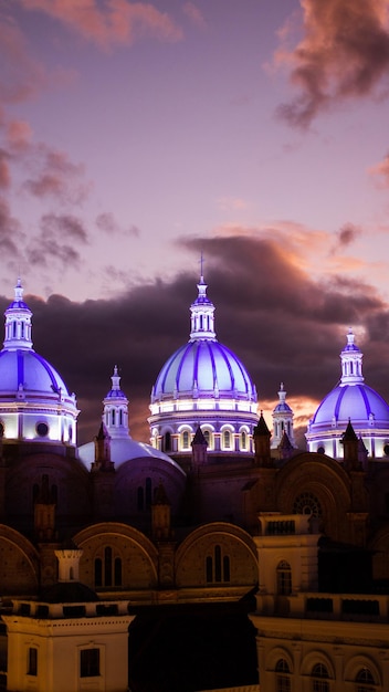 Cuenca Cathedral at sunset domes and sky