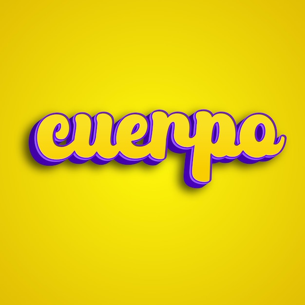 Cuerpo typography 3d design yellow pink white background photo jpg