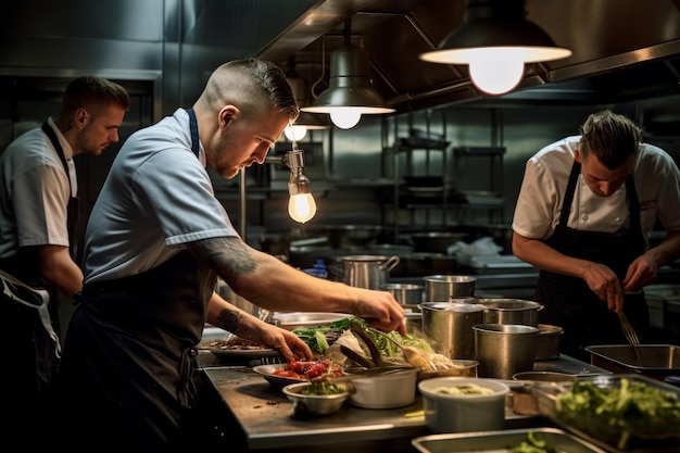 Culinaire kunstenaars maken hartige lekkernijen in de keuken