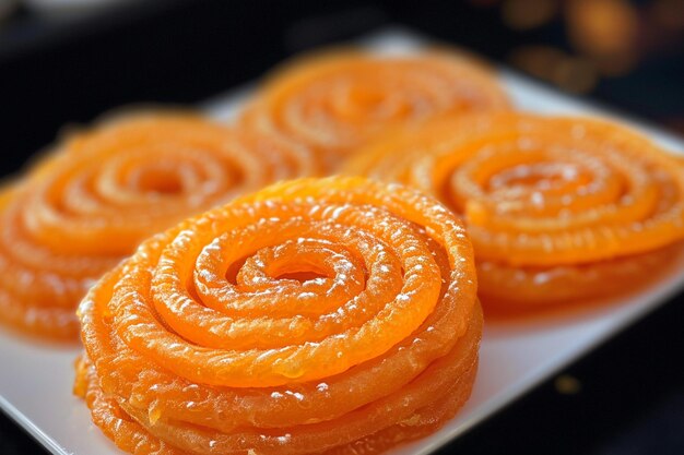 Culinary artistry Jalebi an Indian sweet food with swirling elegance
