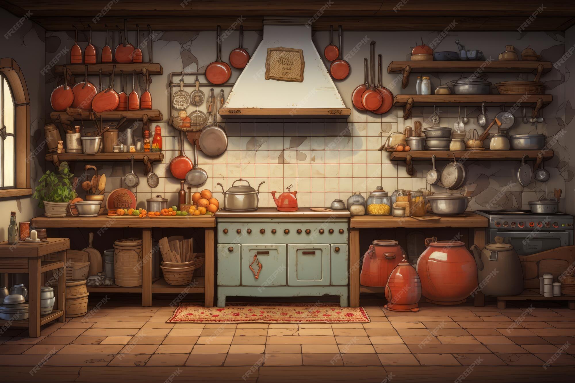 Premium AI Image  Culinary Canvas Exploring the Artistry of the Kitchen Background