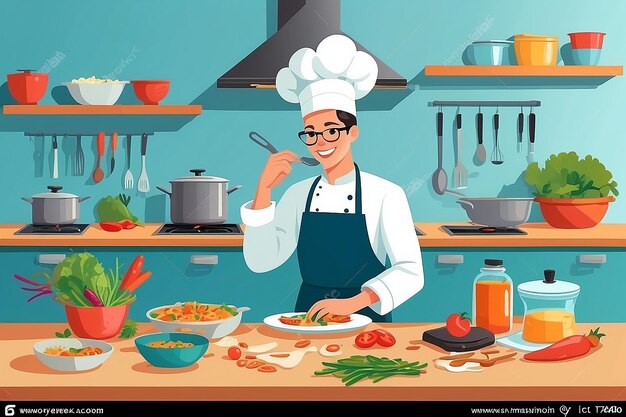 Culinary Creativity Break Home Office Cooking Vector