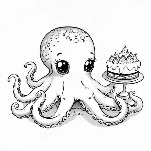 Photo culinary creativity octopus bakes a cake