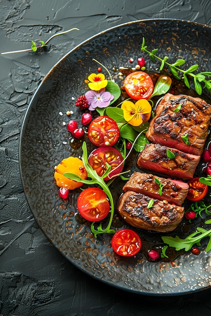 culinary delight beautifully styled plate of food with copy space on the left
