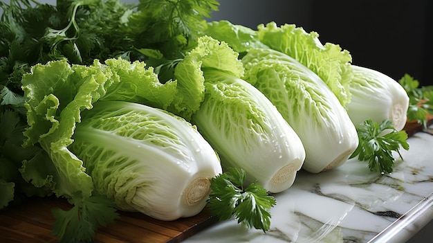 Culinary Elegance Napa Cabbage on Marble Countertop