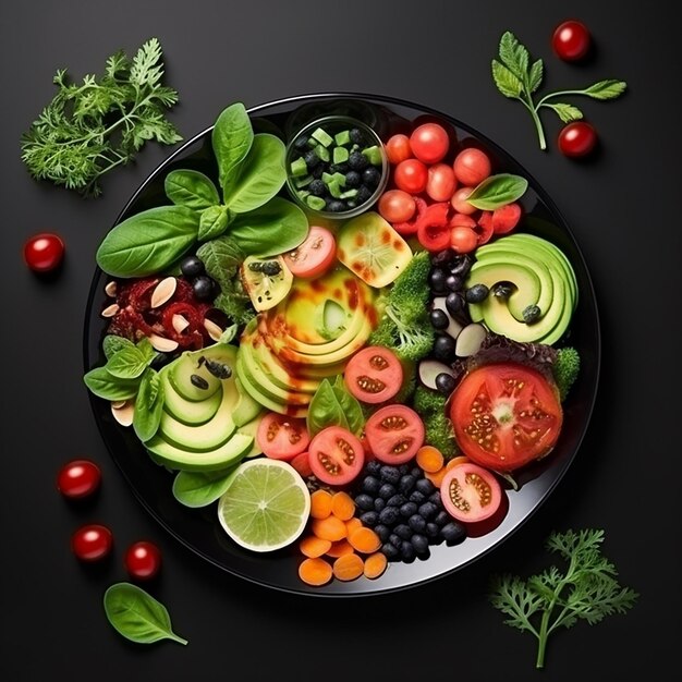 Culinary Freshness Top View of a Delicious Salad Concept Gastronomic Delight