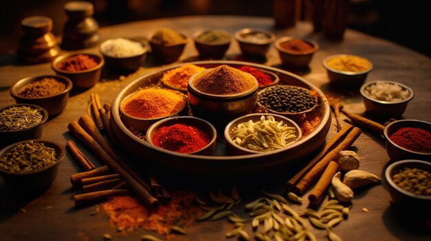 Culinary Palette Array of Spices and Turmeric