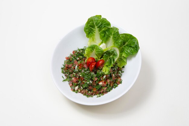 Photo culinary photography of healthy salad meal tabouleh on plate