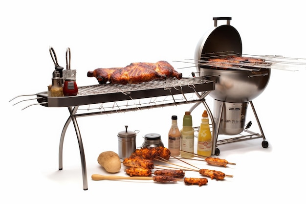 Photo a culinary symphony bbq grill bursting with delicious fare on a white or clear surface png transparent background