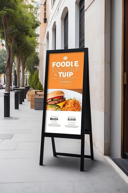 Culinary Tour Foodie Stops Signage Mockup with blank white empty space for placing your design