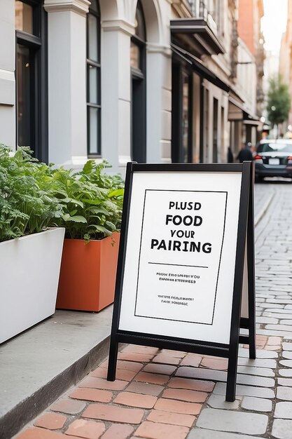 Culinary Walking Tour Food Pairing Guide Signage Mockup with blank white empty space for placing your design