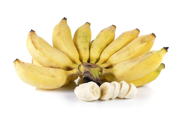 Cultivated banana on white wall