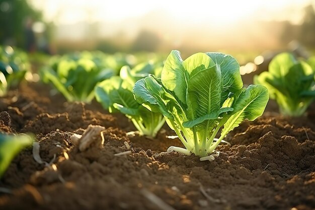 cultivated Bok Choy vegetable field earth day concept