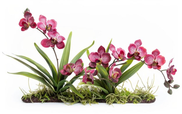 Cultivating Beauty with Orchid Plants On White Background