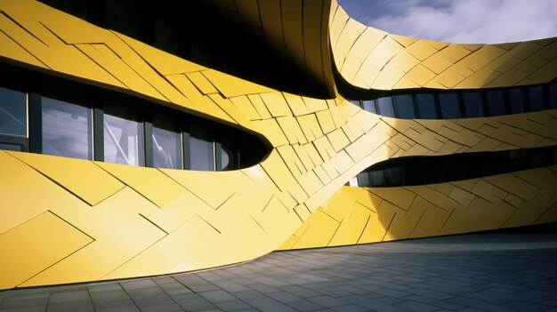 Cultural center close up view yellow and black creative architecture background abstract beautiful Generative AI AIG32