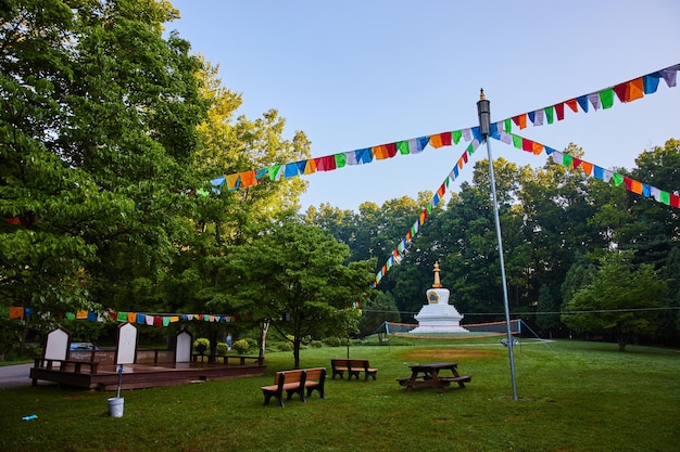 Cultural Center with Chorten and prayer flags