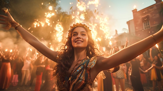 Cultural Events Woman Captures the Essence of Festivals in Photorealistic 4K