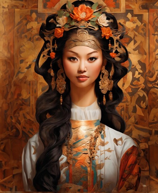 文化的なモザイク アジアの女性は 文化的な文脈に根ざした様々な感情を伝えています