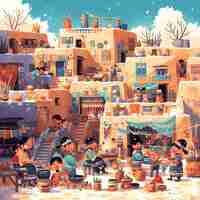 Photo cultural pueblo village lifestyle illustrated