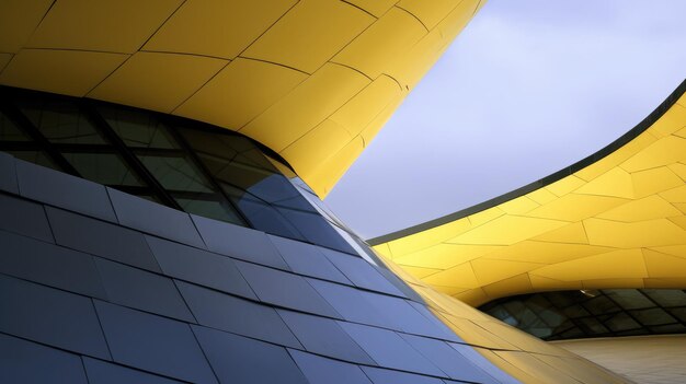 Cultureel centrum close-up gele en zwarte creatieve architectuur achtergrond abstracte mooie generatieve AI AIG32