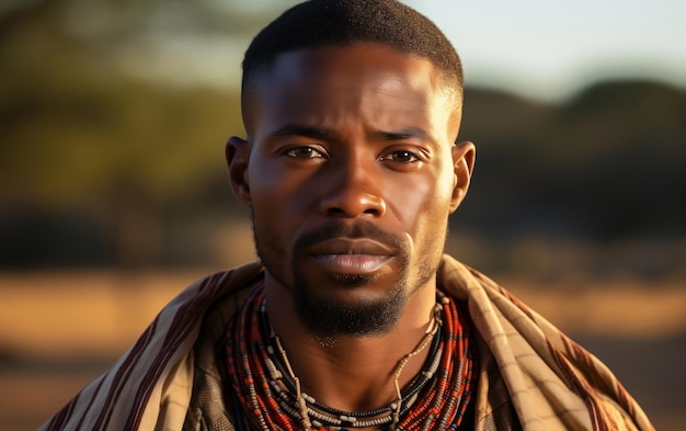 Culturele trots Portret van een traditionele Afrikaanse man in zijn Garb Generative door Ai