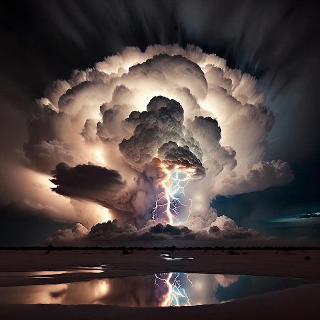 Cumulonimbus clouds with lightning