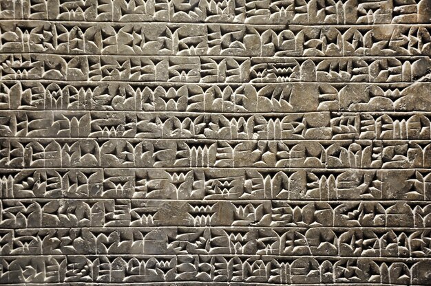 Photo cuneiform writing of the ancient sumerian or assyrian civilization