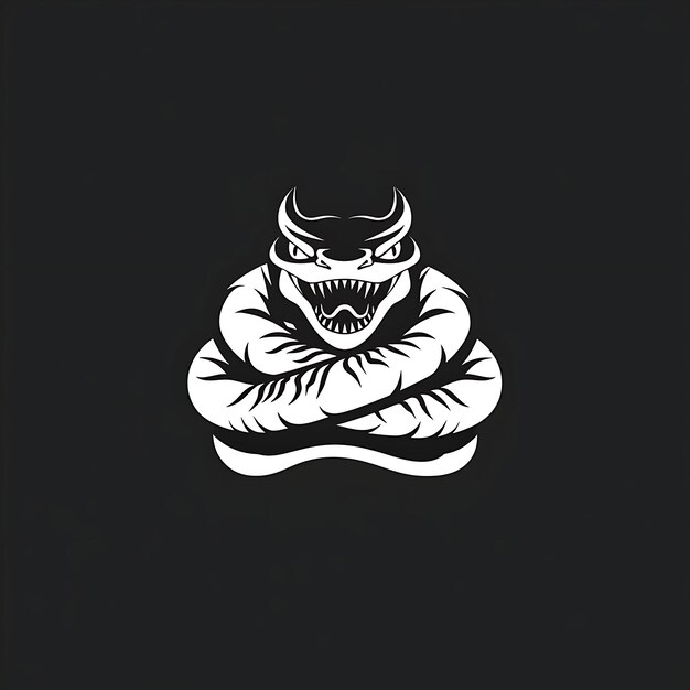 Cunning Snake Clan Seal met Snake Coiled en Poison Fangs F Creative Logo Design Tattoo Outline