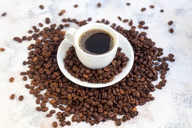 A cup of aromatic coffee on the table