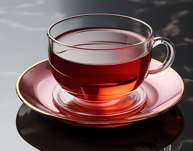 a cup of black tea sits on top of a saucer