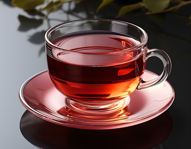 a cup of black tea sits on top of a saucer