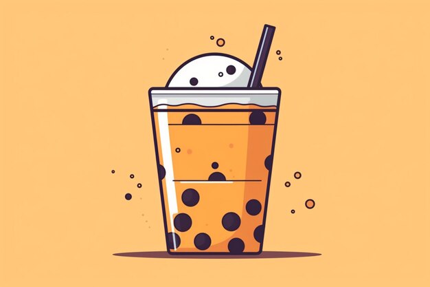 Photo a cup of bubble tea illustration isolated drink logo vector icon illustration in flat style