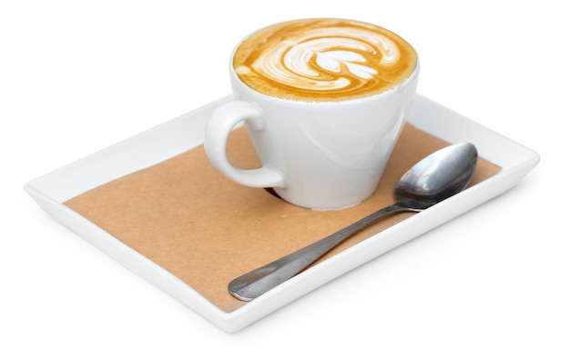 Premium Photo | A cup of cafe latte on a tray