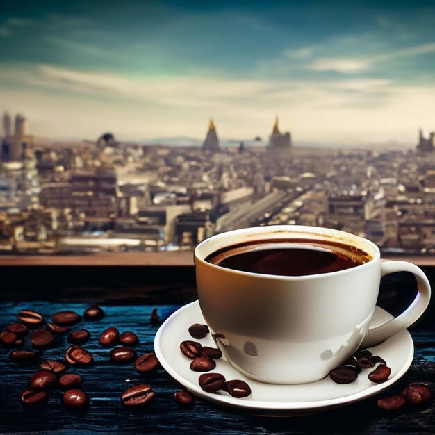 cup in a cafe near the window