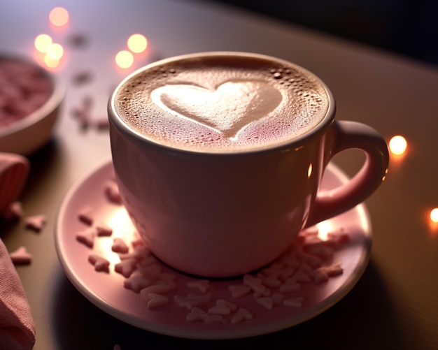 A Cup of Caffe with Love Shape