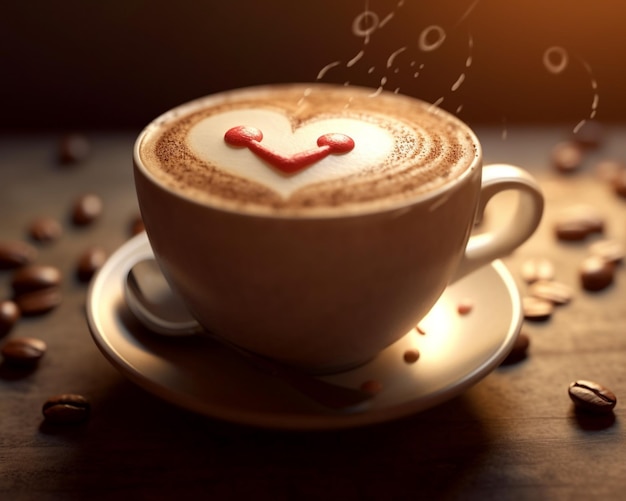 A Cup of Caffe with Love Shape