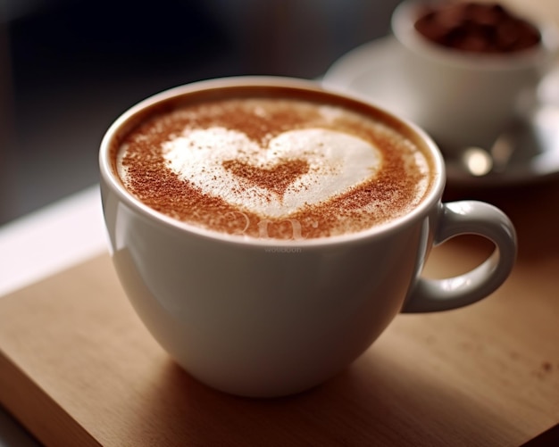 A cup of caffe with love shape