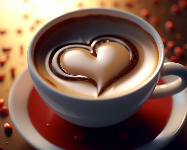 A Cup of Caffe with Love Shape