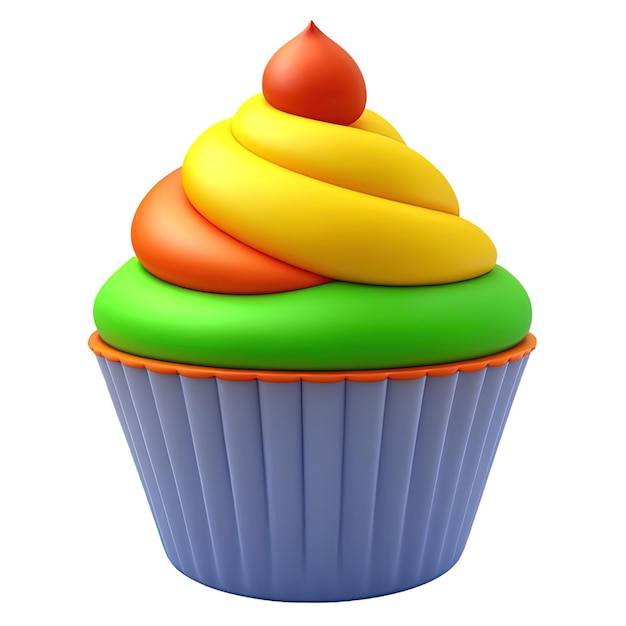 사진 컵 케이크 아이콘 3d 렌더링 스타일은 색 또는 투명한 배경 절단에 고립됩니다.