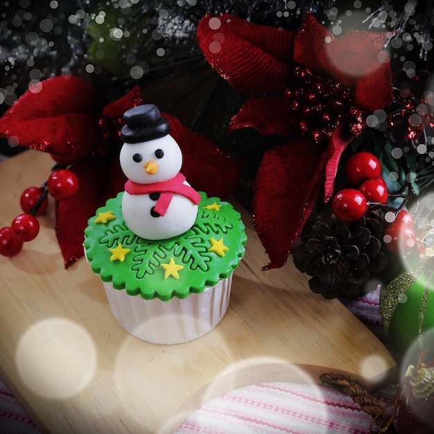 Cup cake with Christmas concept