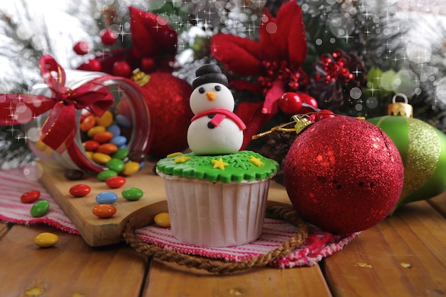 Cup cake with Christmas concept