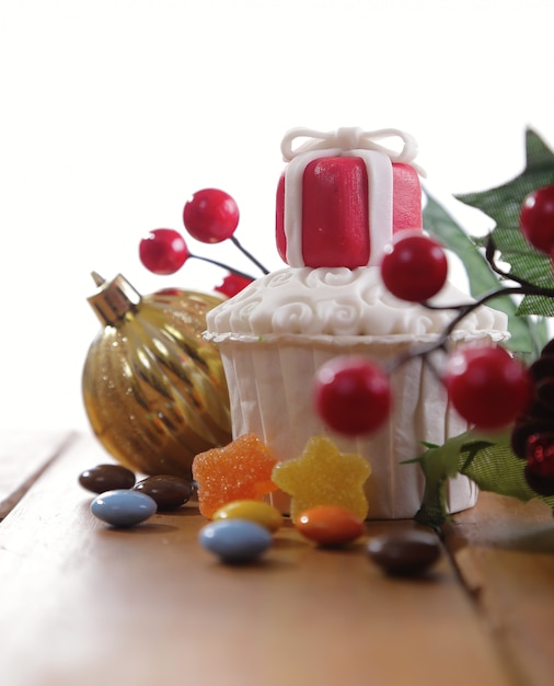 Cup Cake with Christmas concept