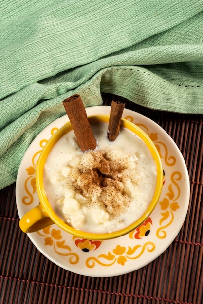 Cup of canjica typical food consumed in the Brazilian Festa Juninas