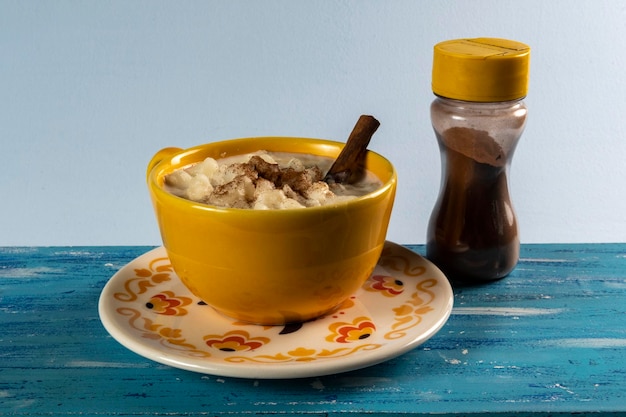 Photo cup of canjica typical food consumed in the brazilian festa juninas