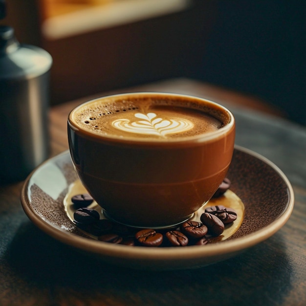 A cup of cappuccino coffee