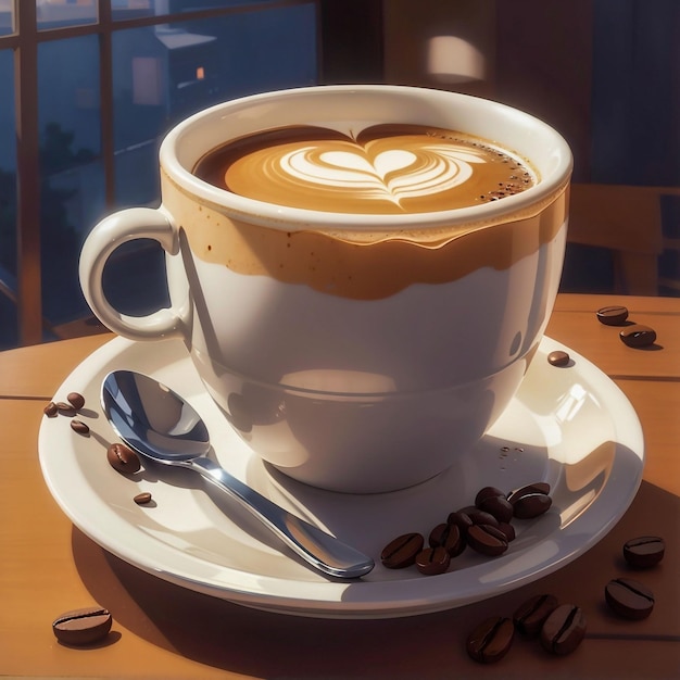 A cup of cappuccino coffee