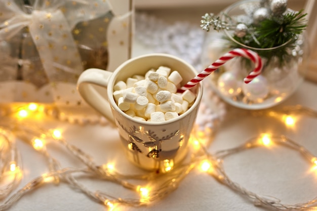 Cup of Chocolate with Marshmallows, Christmas Decorations