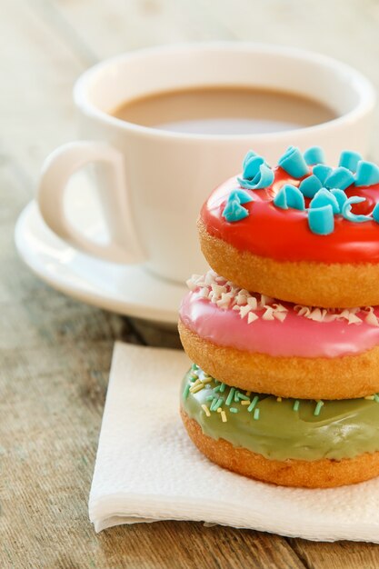 Cup of coffe and donuts