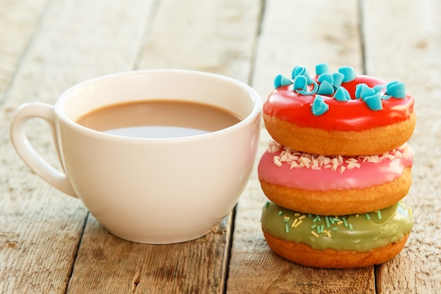 Cup of coffe and donuts