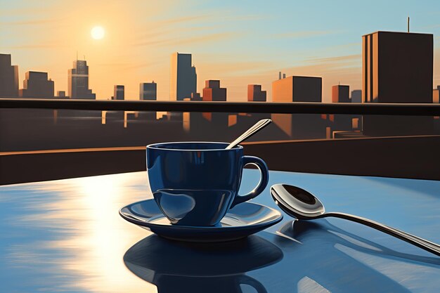 Foto una tazza di caffè accanto al disegno di sfondo